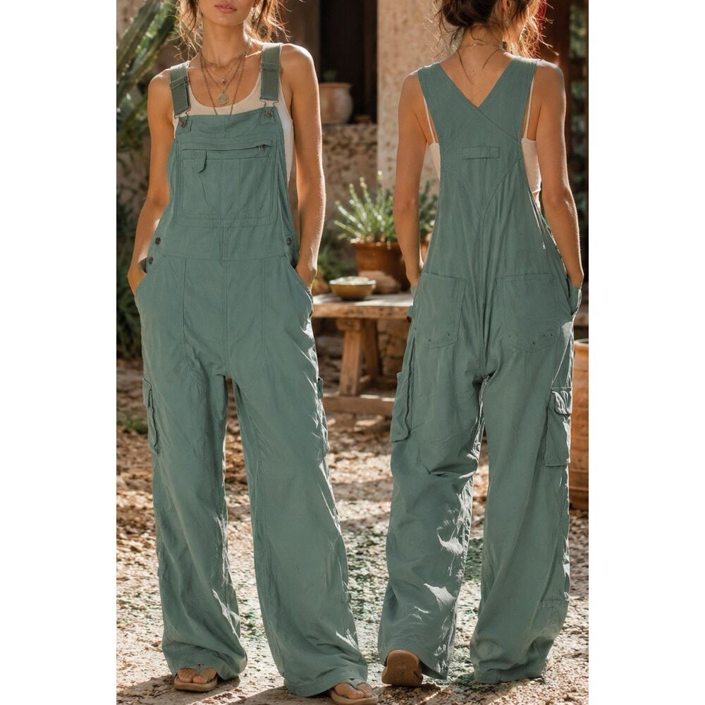 Duluth Trading Co Women’s XXL Green Utility Bib Overalls Cargo Stretch Workwear - Picture 2 of 7